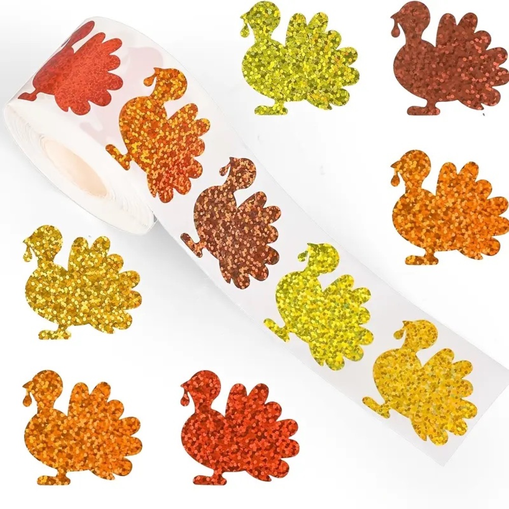 500 Piece Glitter Turkey Stickers